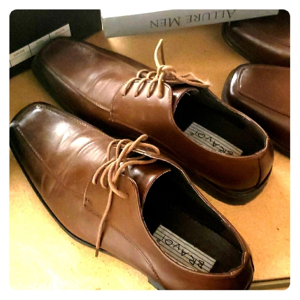 Oxford Brown Tuxedo Dress Shoe Square Toe Size 10